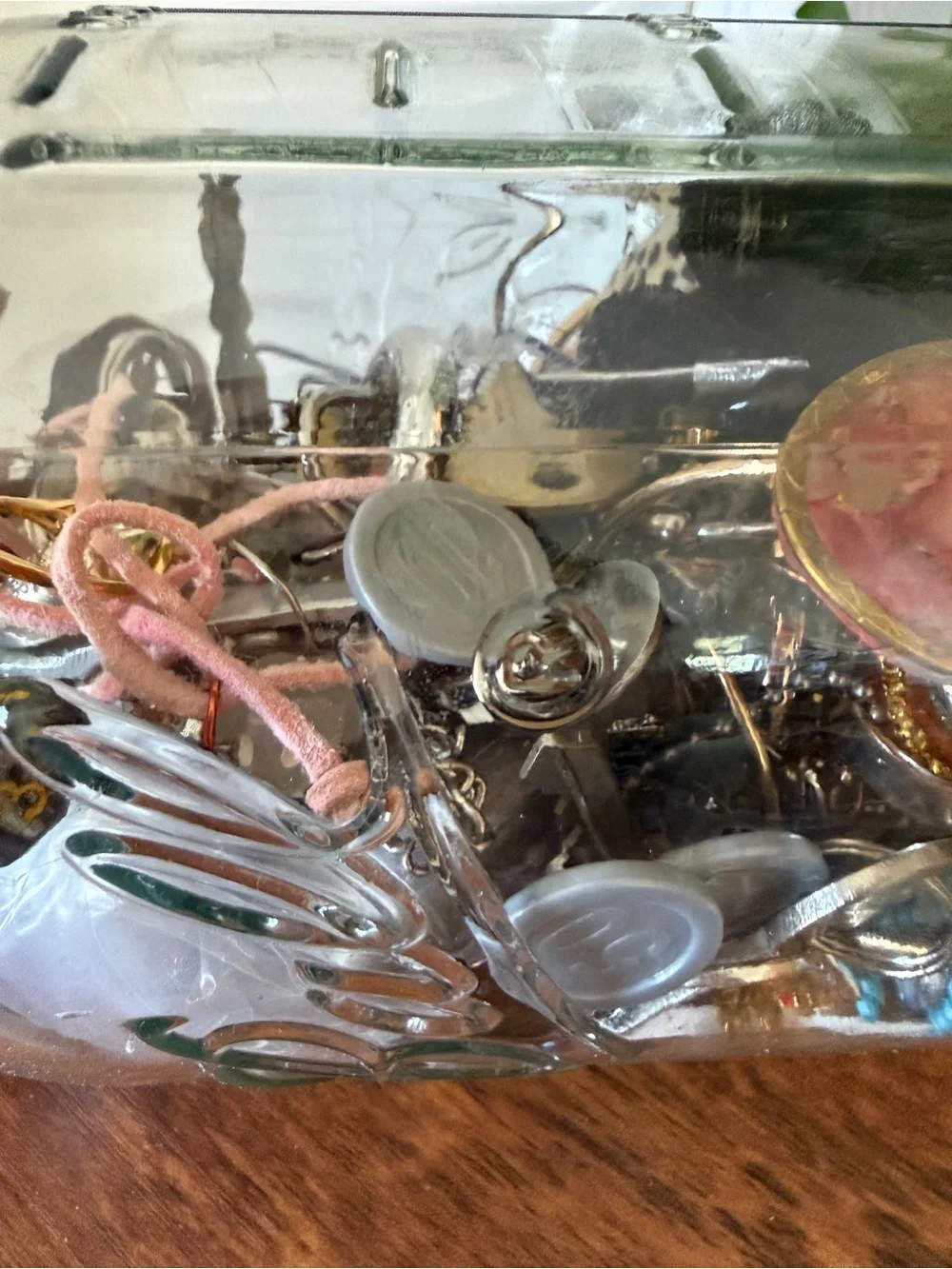 x-large mason jar of trinkets - metal toys, jewelry